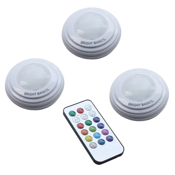 Color Changing Wireless LED Puck Lights w/ Remote Control