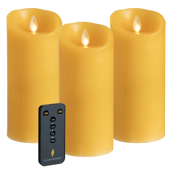 3-Pack: Luminara Flameless 6.5" Pillar Candles with Remote