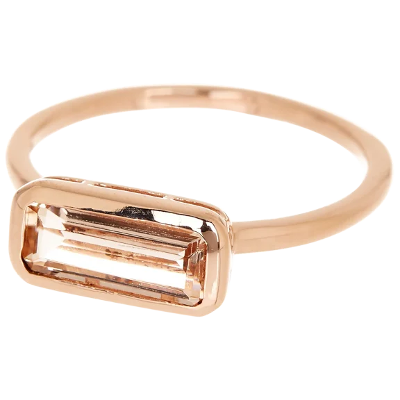Savvy Cie 18k Rose Gold Bezel Set Baguette Ring