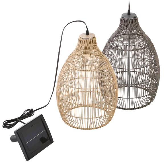 My Home Faux Rattan Solar Hanging Pendant Light
