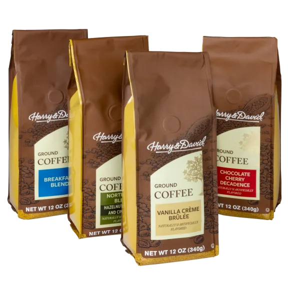 4-Pack: Assorted 12-oz Ground Coffee Bags by Harry & David