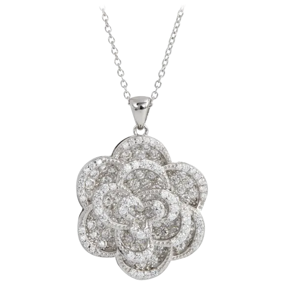 Savvy Cie Sterling Silver Micro Pave Flower Pendant