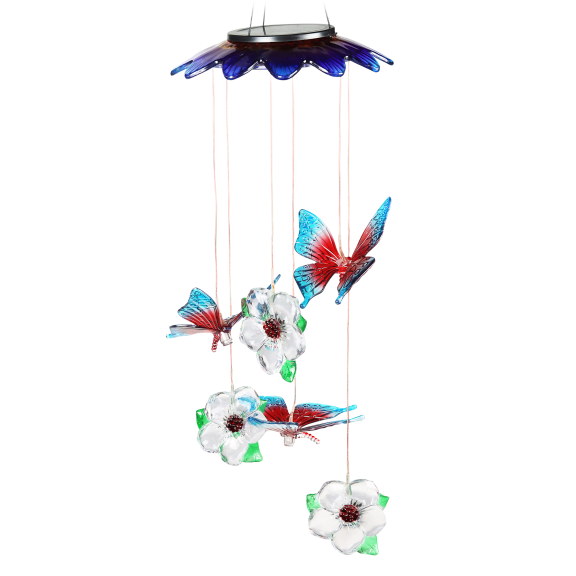 Exhart Solar Color Changing LED Butterflies & Flowers Hanging Mobile
