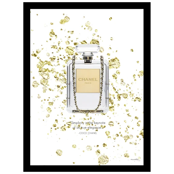 Fairchild Paris Chanel Paris Bottle with Quote - 14" x 18" Framed Print
