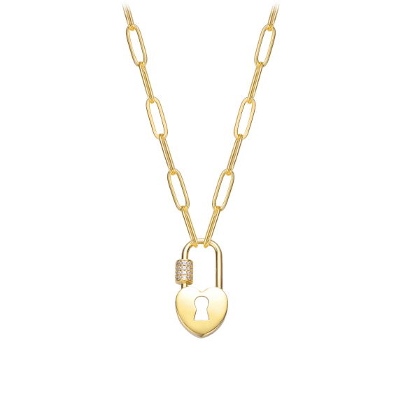 Stella Valentino 14K Gold Plated Cubic Zirconia Charm Locket Necklace