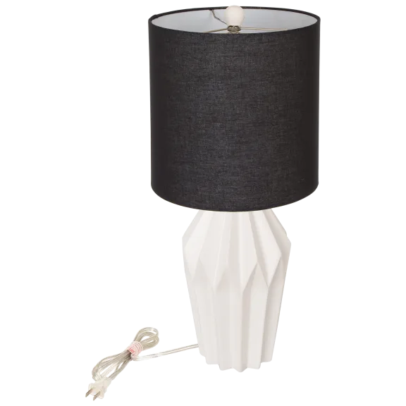 Glitzhome Matte White Ceramic Table Lamp With Black Shade