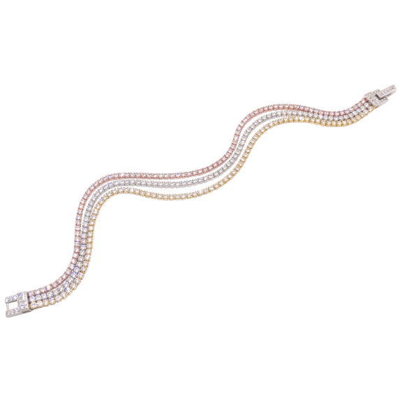 Savvy Cie Tri-Color Multi Strand Classic Tennis Bracelet