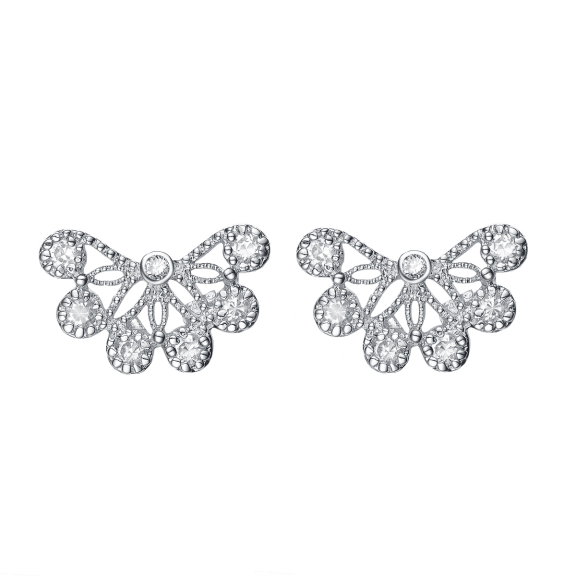 Megan Walford Lab Created Diamond Open Lace Earrings