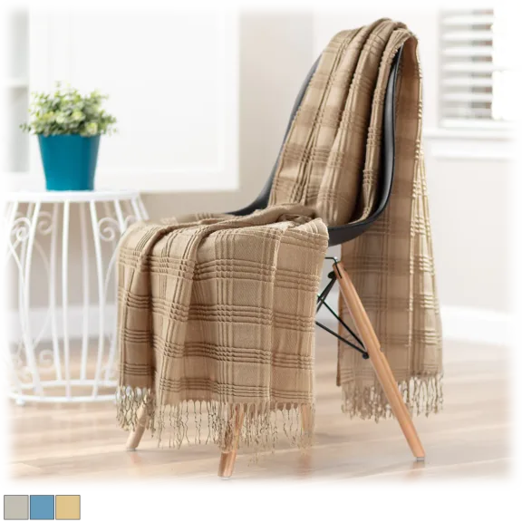 2-Pack: Chanasya Pleated Plaid Throw Blanket