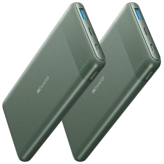 2-Pack: BCMaster 10,000mAh Portable Charger with 18W Power Delivery USB-C