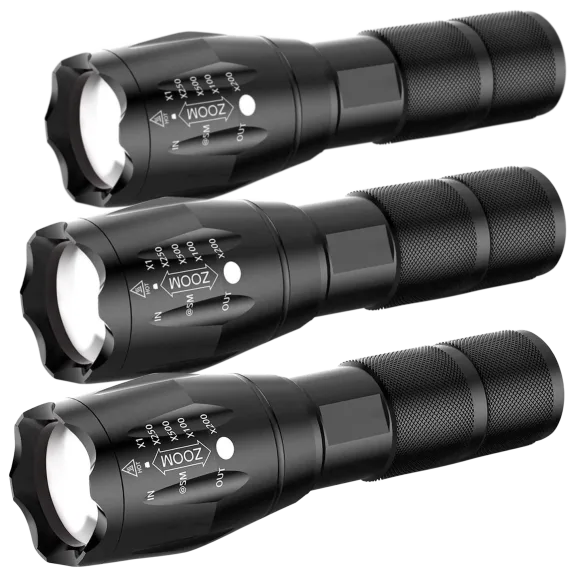 3-Pack: Super Bright Zoomable Cree LED Tactical Flashlights