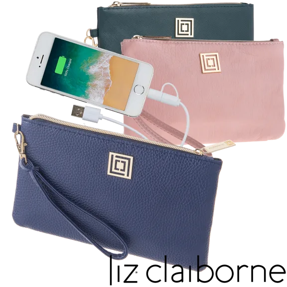 Vegan Leather Phone Charging Wristlets w/RFID Theft Protection by Liz Claiborne