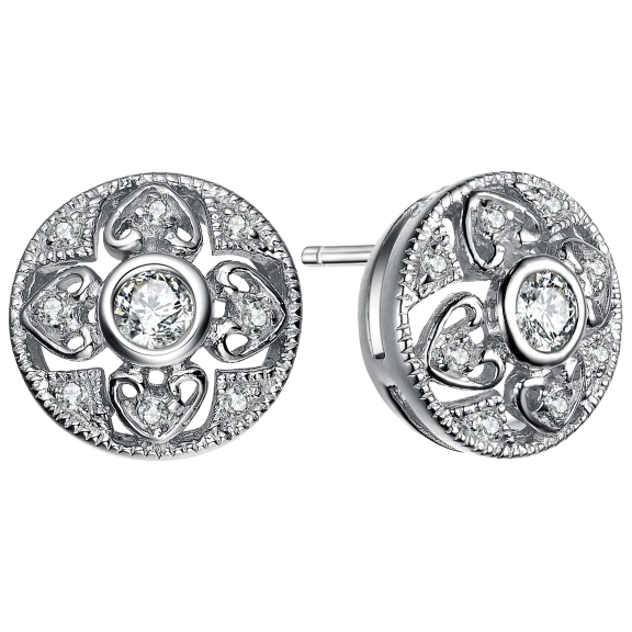 Genevive Fancy Sterling Silver Cubic Zirconia Stud Earrings