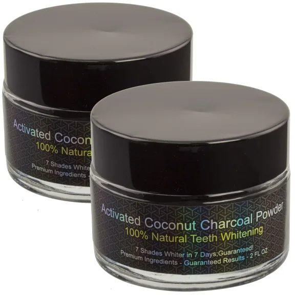 2-Pack: Activated Coconut Charcoal Teeth Whitening Powder