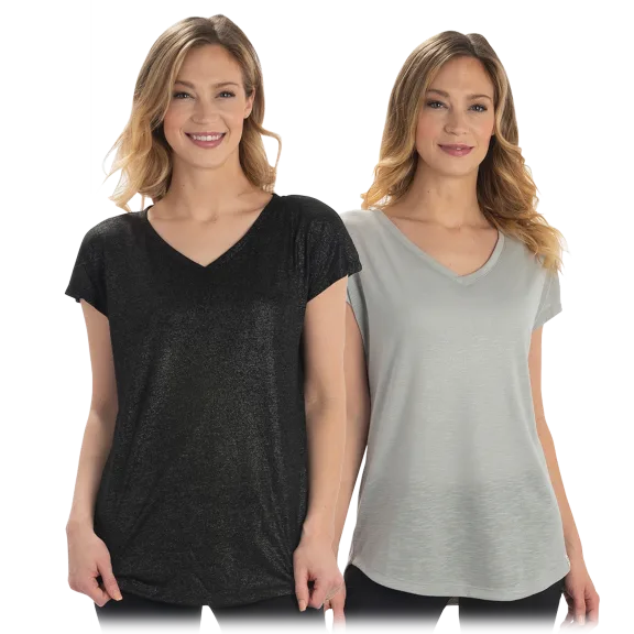 Marc New York Performance Short Sleeve Metallic Sparkle Tee