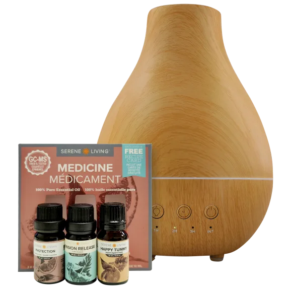 GreenAir Wood Aromatherapy Color Changing Diffuser with Oils