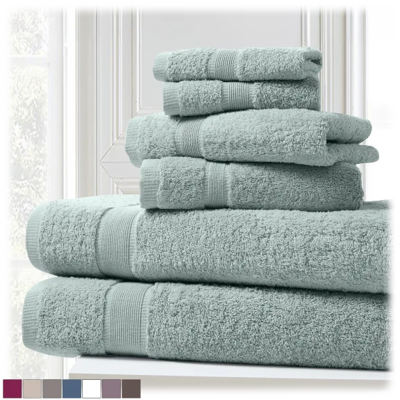 Blissful Bath 6-Piece 100% Cotton Bath Towel Set