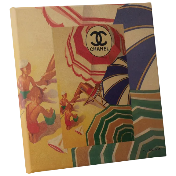 Fairchild Paris Vintage Chanel Beach Umbrellas Canvas - 30" x 30"