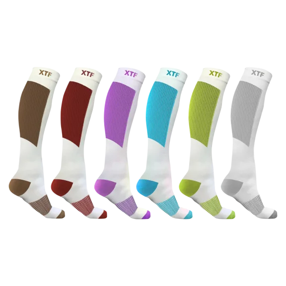 6-Pack: XTF Copper-Infused Collection Knee-High Sporty Compression Socks