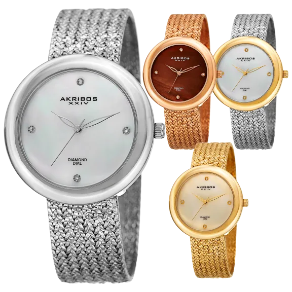 Akribos XXIV Women's Quartz Diamond Bracelet Watch