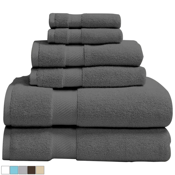 Luxury Home 100% Organic Cotton 6-Piece Bath Towel Set