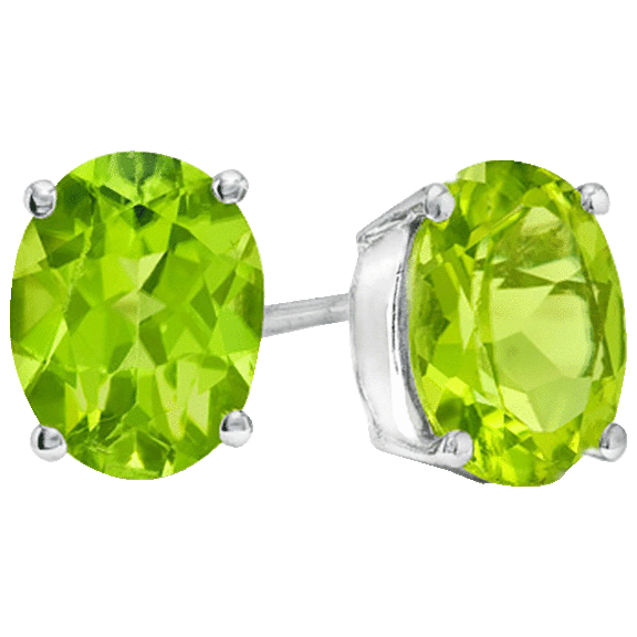 Designs by FMC Oval Sterling Silver Gemstone Stud Earrings