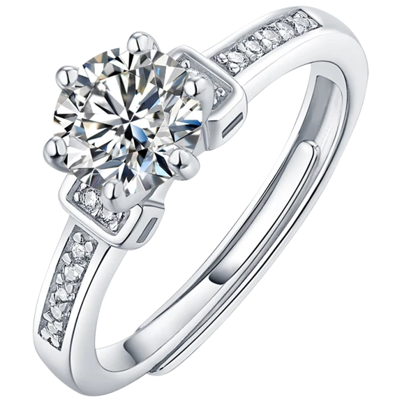 Stella Valentino 1.0 Carat TW Moissanite Drop Solitaire Adjustable Ring