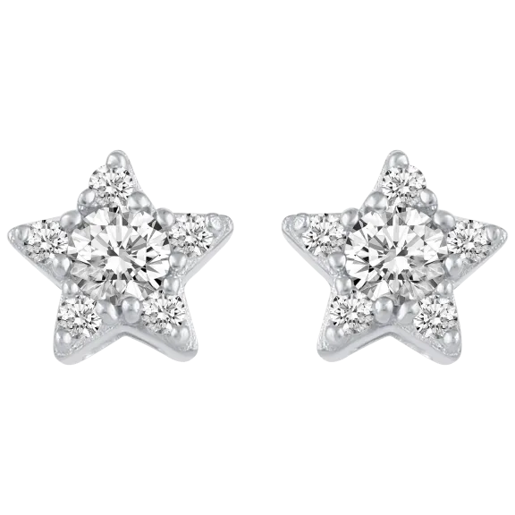 Fifth and Fine 1/4 Carat TW Star Cluster Diamond Earrings in Sterling Silver