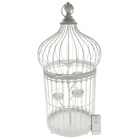 Alison At Home 20.25" Bird Cage, 3 LED Candles And Remote