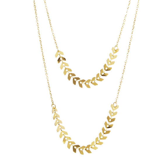 Savvy Cie Gold Leaf Double Layer Necklace