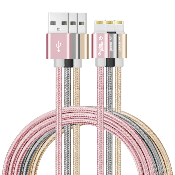 2-Pack: Metallic Braided Charging Cables (Micro USB or Lightning)