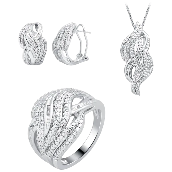 Diamond Muse 1/4 Carat TW Diamond Cross Over 3-Piece Set
