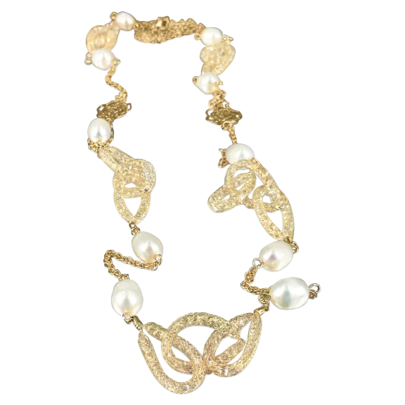 Pacific Pearls Atoll 18K Gold Filled Swarovski and Pearl Statement Necklace
