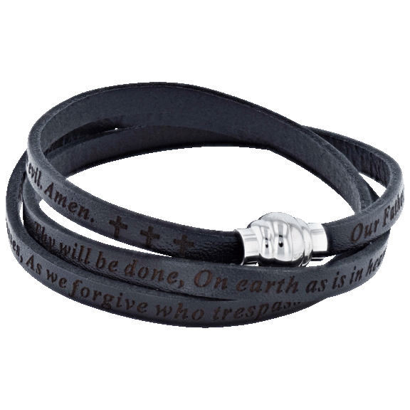 Savvy Cie Genuine Leather 'Lords Prayer' Magnetic Wrap Bracelet