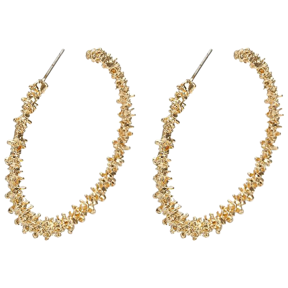 Hollywood Sensations Gold Nugget Hoop Earrings