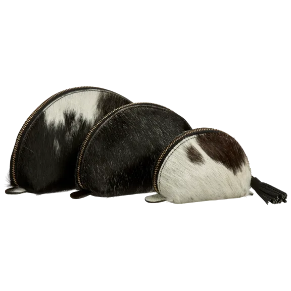 Roost Half Moon Leather Pouch - Black & White