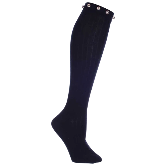 MinxNY Black Knee High Boot Socks with Rounded Studs