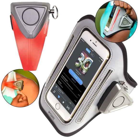 MyGuard Clip Wearable LED Safety Light & Alarm or Phone Holder & Alarm