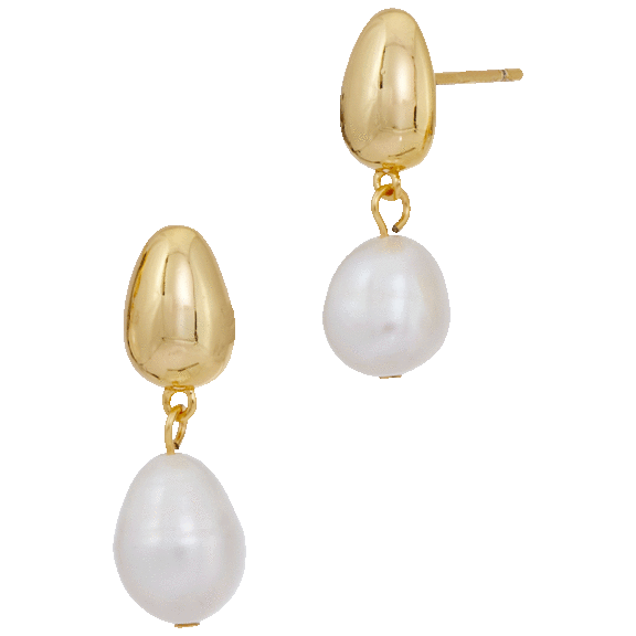 Savvy Cie 18K Gold Plated Genuine Freshwater Pearl Drop Earrings