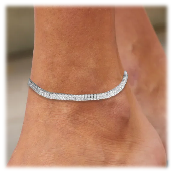 Savvy Cie White Gold Plated Baguette Anklet