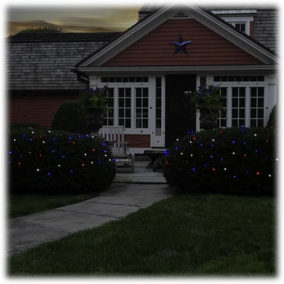 Touch of Eco Solar Powered 125 LED String Lights Red, White, & Blue 1 or 2-Pack