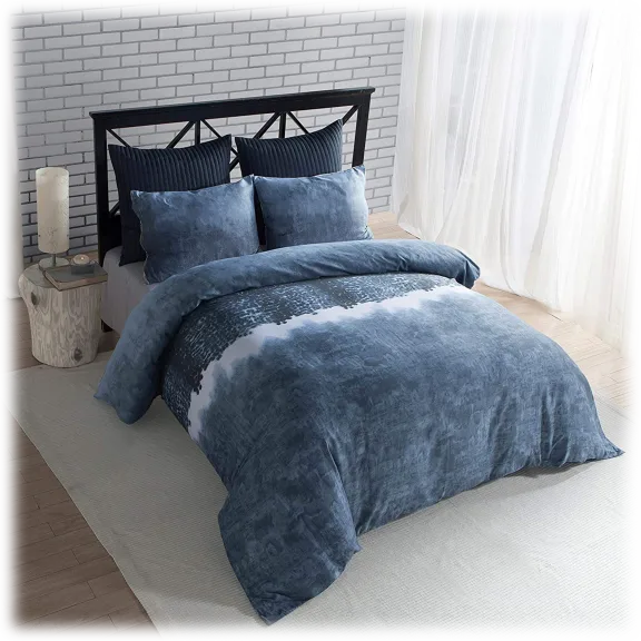 3-Piece: Elegant Linens Janie Denim Wash Duvet Cover Set