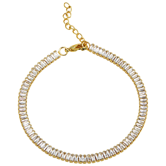 Savvy Cie Jewels 18K Gold Straight Baguette Flexible Anklet