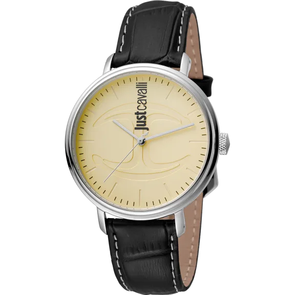 Just Cavalli Men's CFC Cream Dial Calfskin Leather Watch