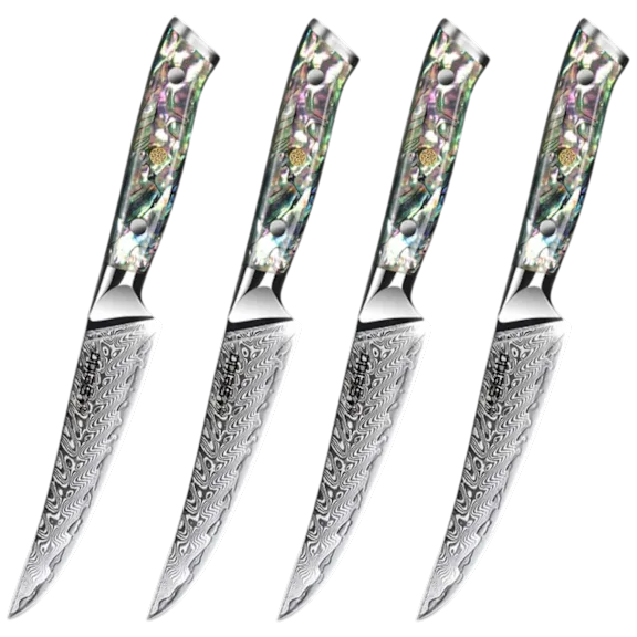The Straight-Edge Damascus Steak Knives (Set of 4)