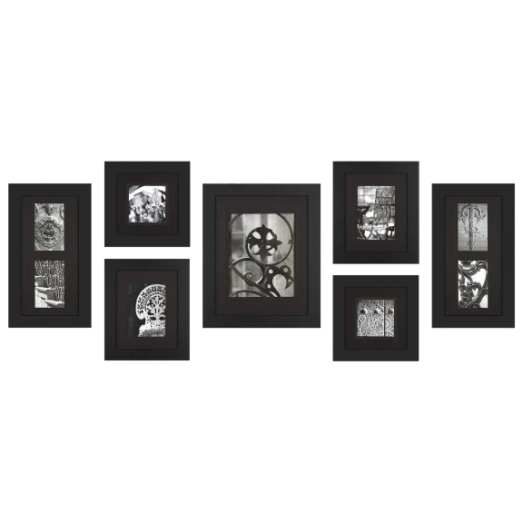 7-Pack: Gallery Perfect Black Wood Photo Frame Set
