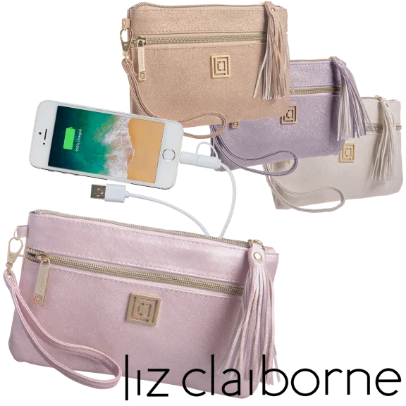 Sparkle Tassel Phone Charging Wristlets w/RFID Theft Protection by Liz Claiborne