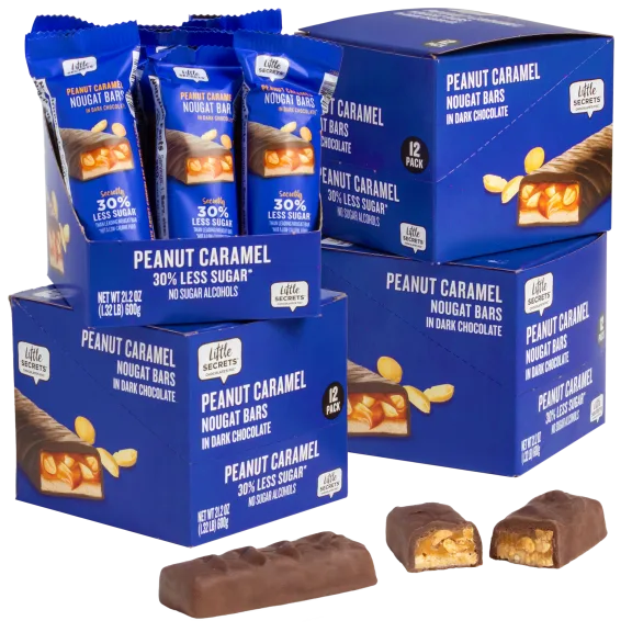 48-Pack: Little Secrets Dark Chocolate Peanut Caramel Nougat Bars