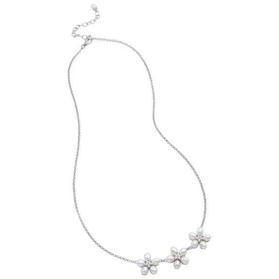 Savvy Cie Diamond Sterling Silver Genuine Cultured Pearl Necklace