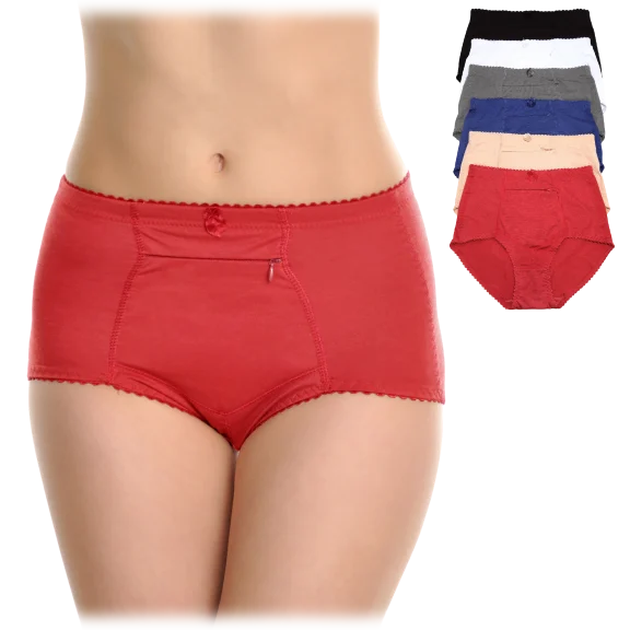 6-Pack: Angelina Cotton High Waist Girdle with Zippered Pockets